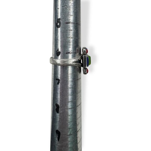 Sterling Silver Multi-Stone Vintage Ring Size 6.25 Turquoise Coral Lapis - Picture 6 of 13